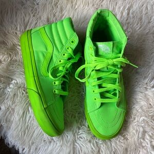VANS Sneakers Neon Green High Top Skateboard Shoes Fluorescent